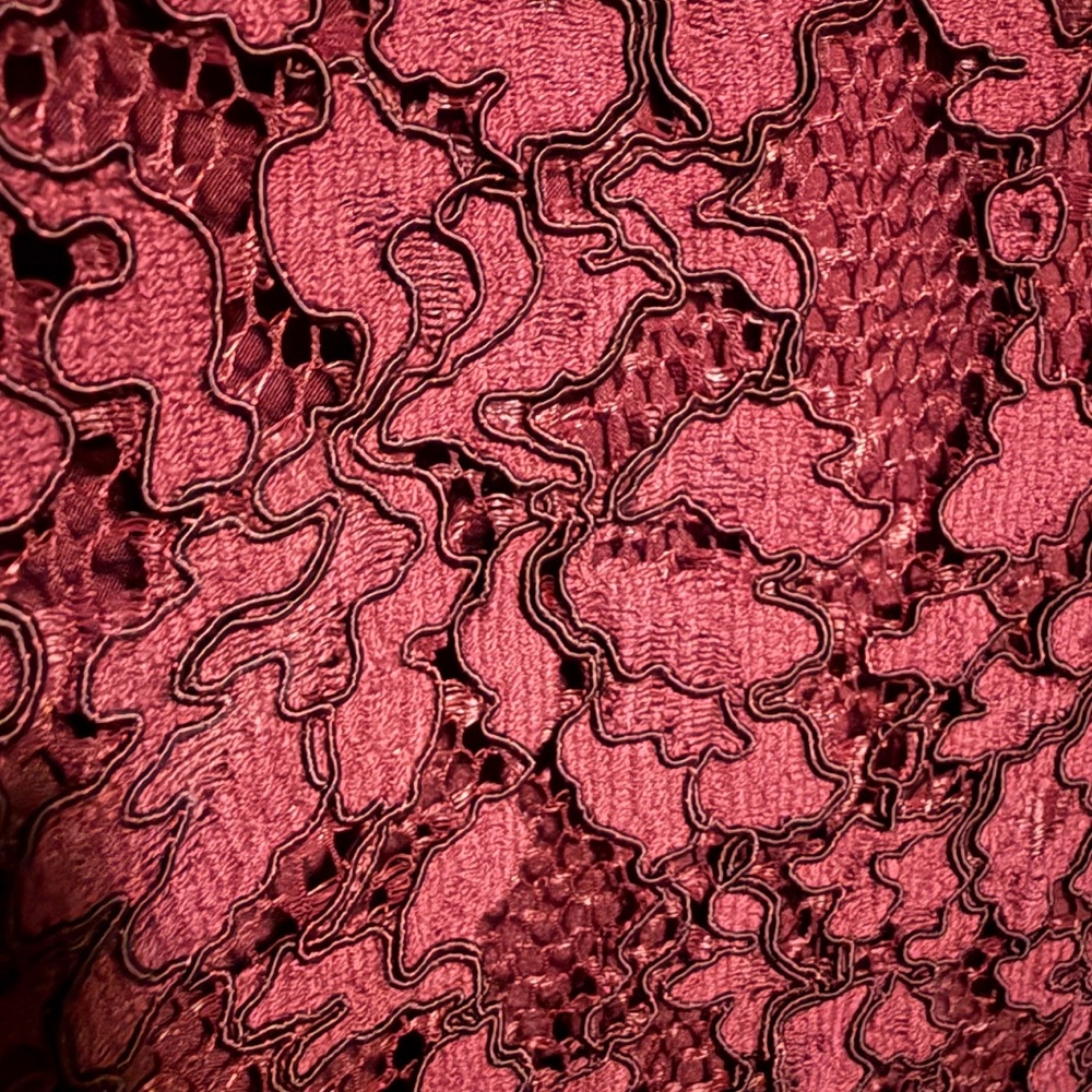 Alexis Evie Burgundy Lace Midi Dress Cold Shoulder Size Small - Picture 6 of 13